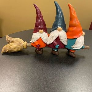 Fall color Gnomes on broom